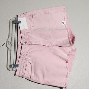 Arizona Shorts Womens Juniors High Rise Size 13 Pink Raw Cut Off Unique dye Rose